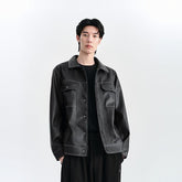 Men's Textured PU Jacket